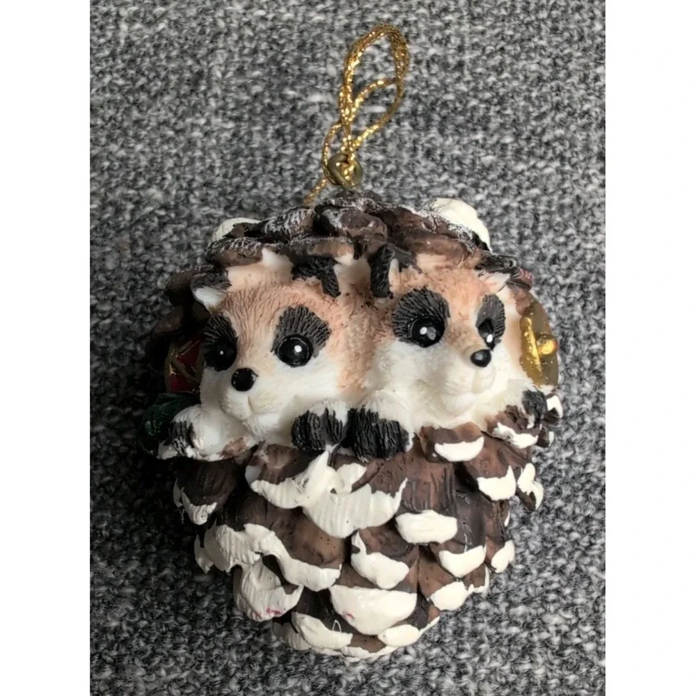Vtg Woodland Pinecone Ornaments with Animals 2